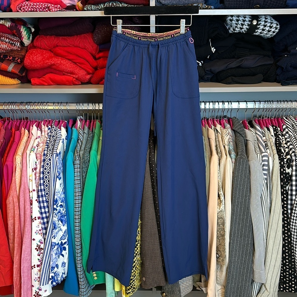 HeartSoul blue drawstring elastic waistband scrub pants size SP